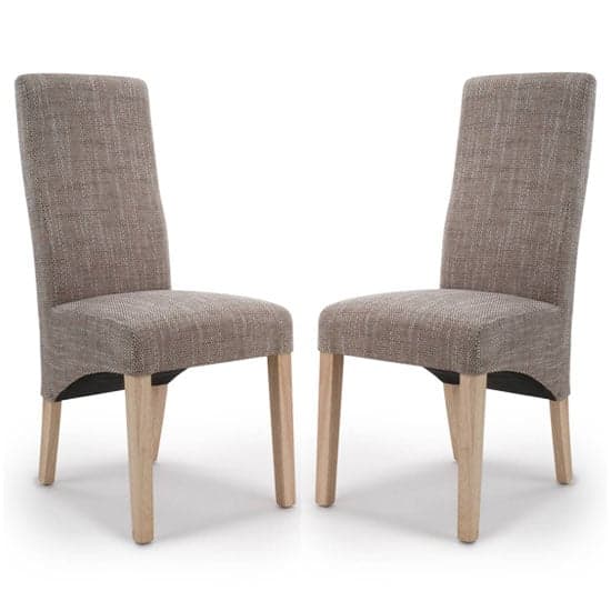 Basrah Oatmeal Wave Back Tweed Dining Chair In A Pair_1