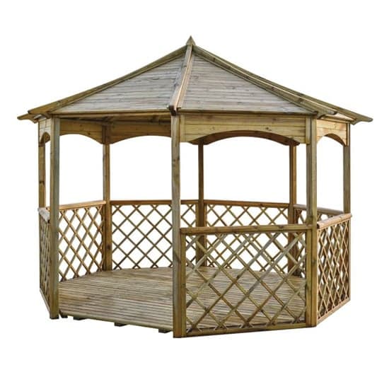 Baylham Wooden Eight Sided Gazebo In Natural Timber_4