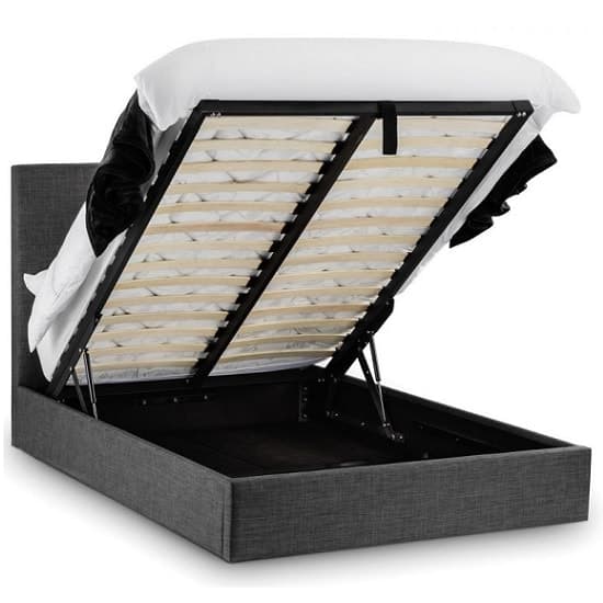 Sadzi Fabric Storage King Size Bed In Slate Grey Linen Furniture in