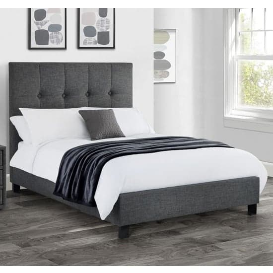 Sadzi Linen Fabric Upholstered Double Bed In Slate Grey_1