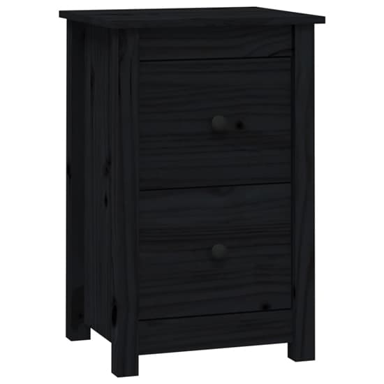Beale Pine Wood Bedside Cabinet With 2 Drawers In Black_3