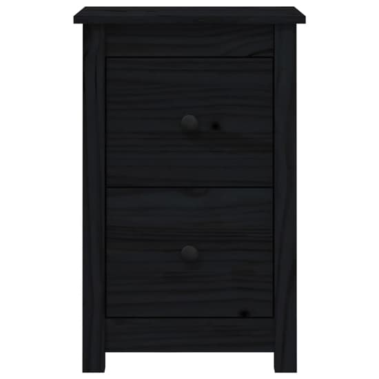 Beale Pine Wood Bedside Cabinet With 2 Drawers In Black_4