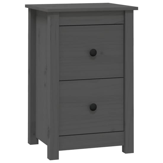 Beale Pine Wood Bedside Cabinet With 2 Drawers In Grey_3