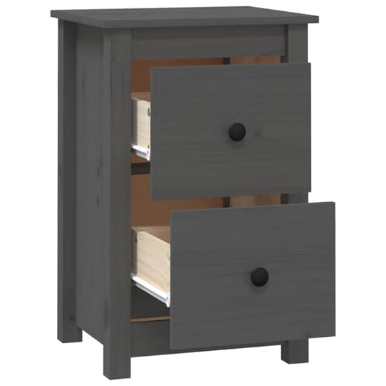 Beale Pine Wood Bedside Cabinet With 2 Drawers In Grey_5