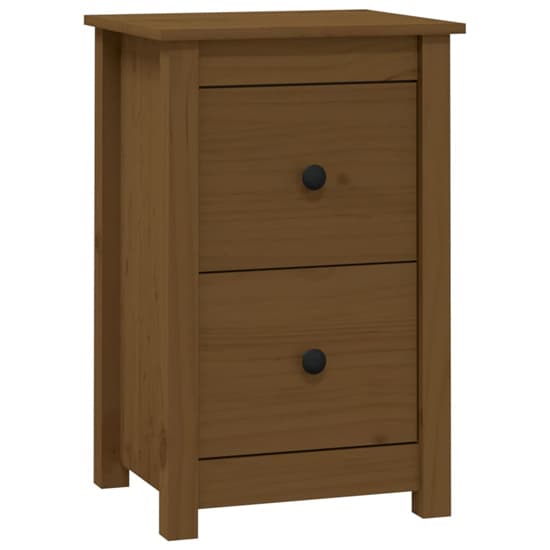 Beale Pine Wood Bedside Cabinet With 2 Drawers In Honey Brown_3