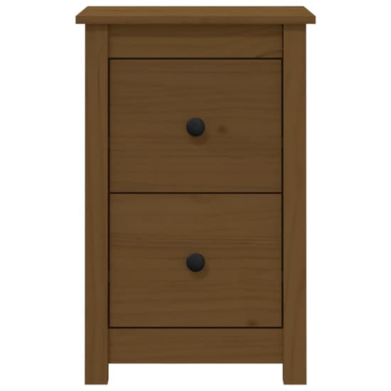 Beale Pine Wood Bedside Cabinet With 2 Drawers In Honey Brown_4