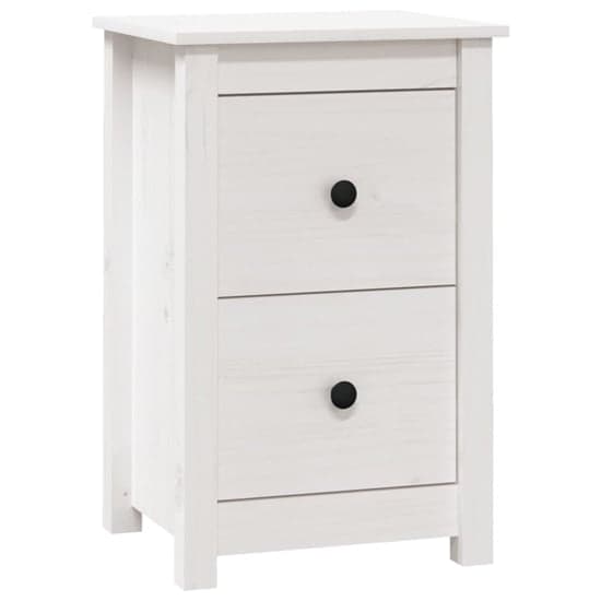 Beale Pine Wood Bedside Cabinet With 2 Drawers In White_3