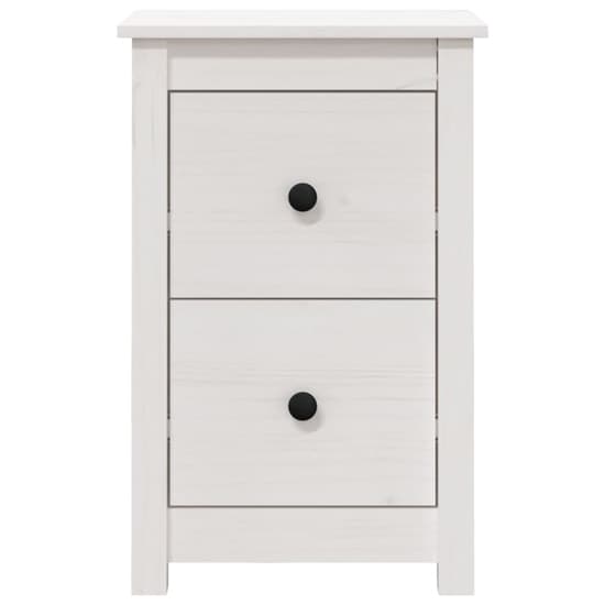 Beale Pine Wood Bedside Cabinet With 2 Drawers In White_4