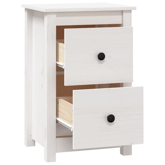 Beale Pine Wood Bedside Cabinet With 2 Drawers In White_5