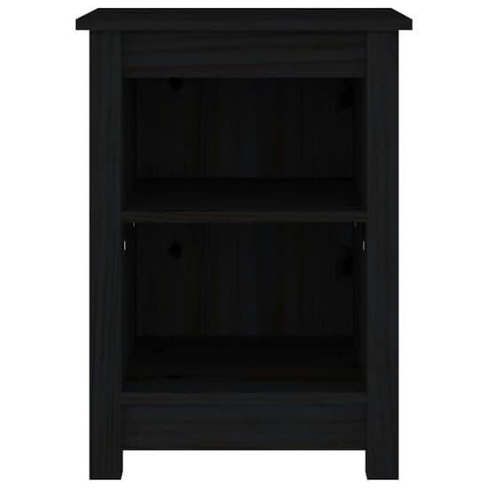 Beale Pine Wood Bedside Cabinet With 2 Shelves In Black_3