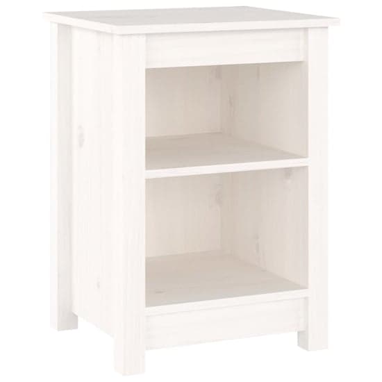 Beale Pine Wood Bedside Cabinet With 2 Shelves In White_2