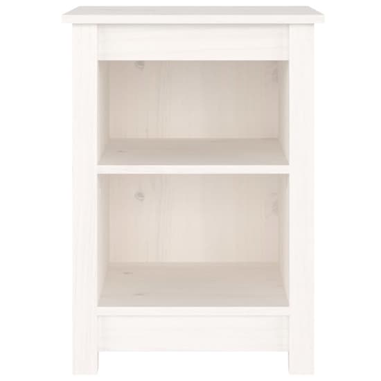 Beale Pine Wood Bedside Cabinet With 2 Shelves In White_3
