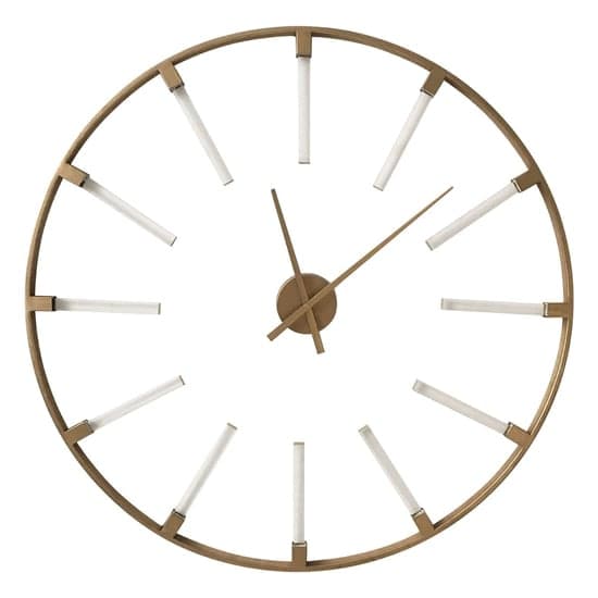 Bealie Round Metal Wall Clock In White And Gold_2