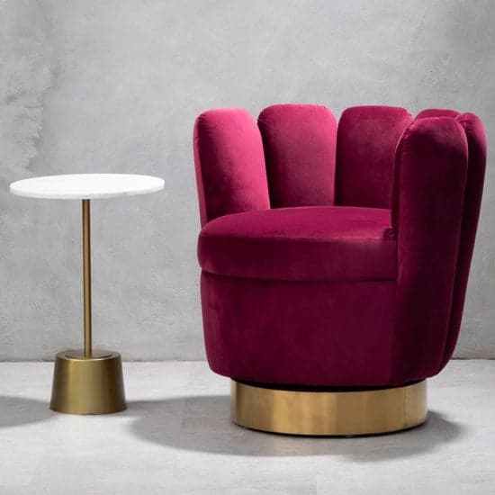 Bealie Velvet Bedroom Chair With Gold Base In Wine_2