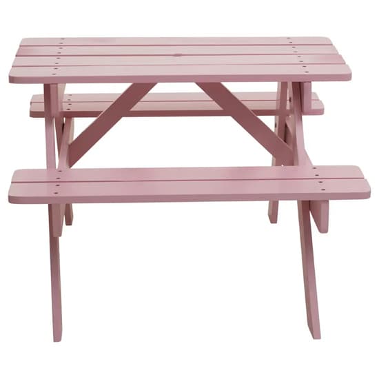 Beata Outdoor Wooden Kids Picnic Bench In Pink_5