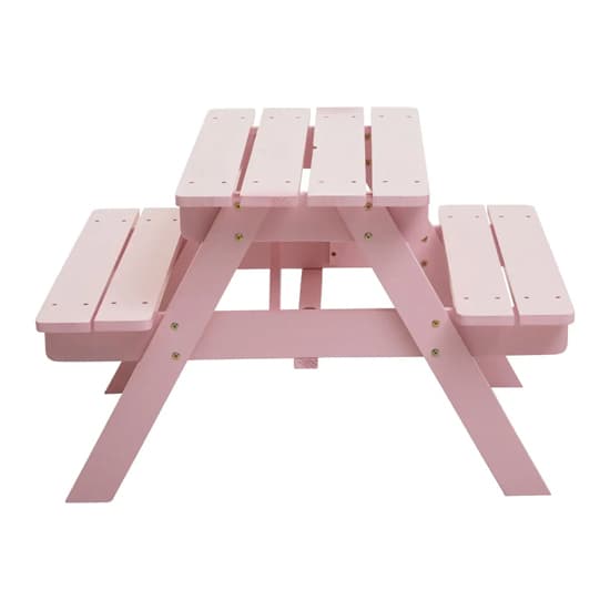 Beata Outdoor Wooden Kids Picnic Bench In Pink_6