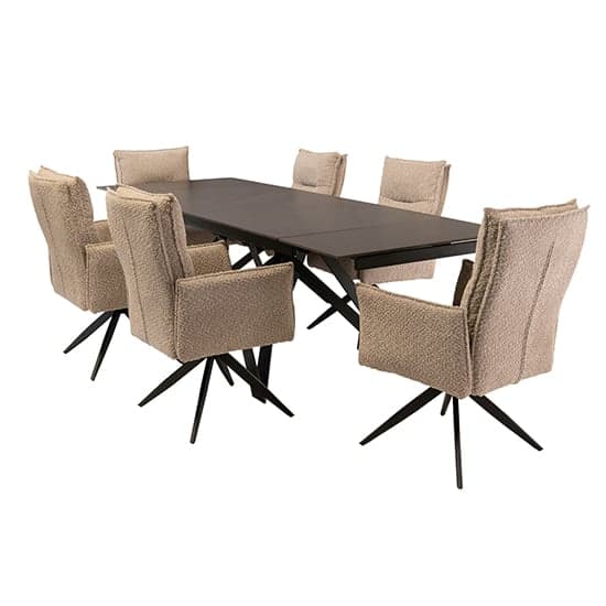 Beatty Extending Stone Dining Table With 6 Paxton Oyster Chairs_2