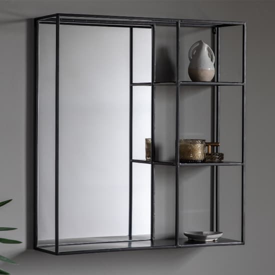 Beaumont Wall Mirror With Shelf In Black_1