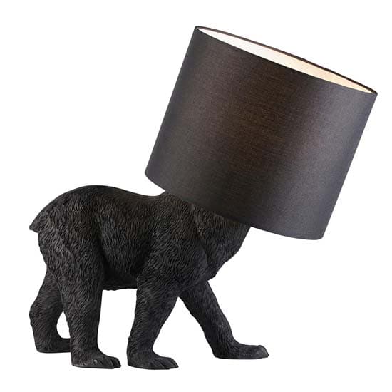 Beaune Bear Black Fabric Shade Table Lamp In Matt Black_5