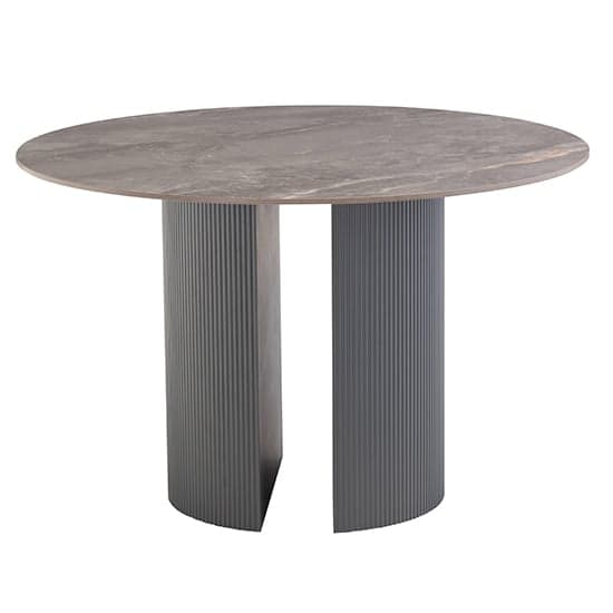 Beccles Stone Dining Table Round With 4 Lacey Grey Chairs_2