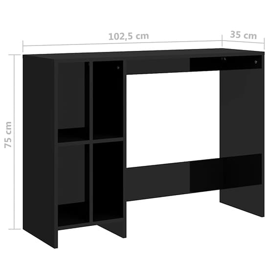 Becker High Gloss Laptop Desk With 4 Shelves In Black_4