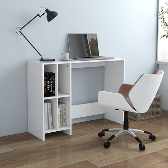 Becker Wooden Laptop Desk With 4 Shelves In White_1