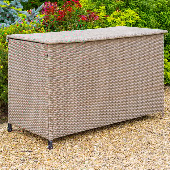 Becton Outdoor Cushion Storage Box In Sand Grey Furniture in Fashion
