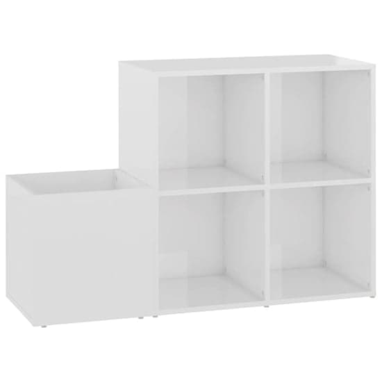 Bedros High Gloss Shoe Storage Bench With 4 Shelves In White_3