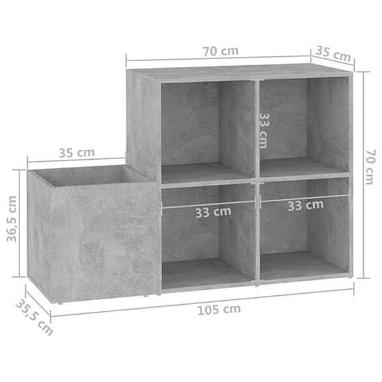Bedros Wooden Hallway Shoe Storage Cabinet In Concrete Effect_6