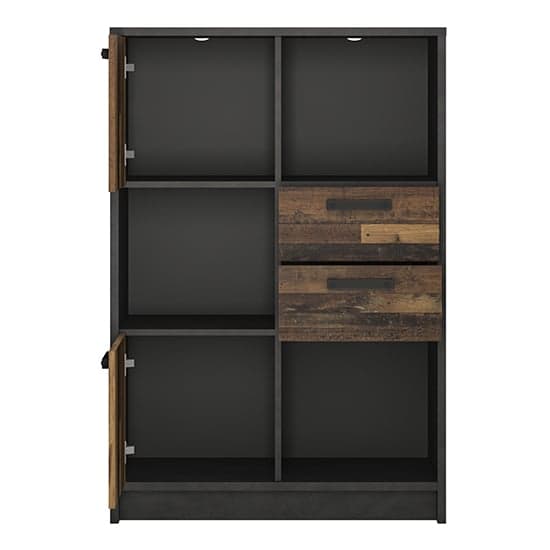 Beeston Wooden Low Bookcase With 2 Doors 2 Drawers In Walnut_2
