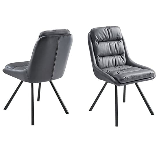 Begelly Dark Grey Faux Leather Dining Chairs In Pair_1