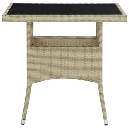 Beile Outdoor Glass Top Dining Table In Beige Poly Rattan_2