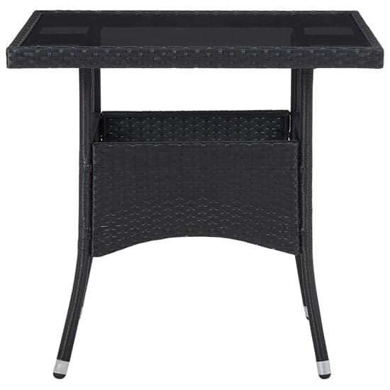 Beile Outdoor Glass Top Dining Table In Black Poly Rattan_2
