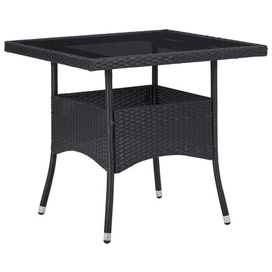 Beile Outdoor Glass Top Dining Table In Black Poly Rattan_1