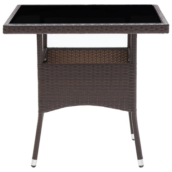 Beile Outdoor Glass Top Dining Table In Brown Poly Rattan_2