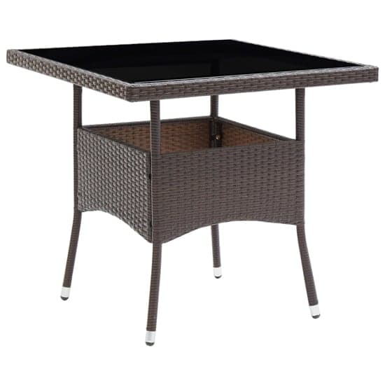 Beile Outdoor Glass Top Dining Table In Brown Poly Rattan_1
