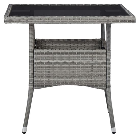 Beile Outdoor Glass Top Dining Table In Grey Poly Rattan_2