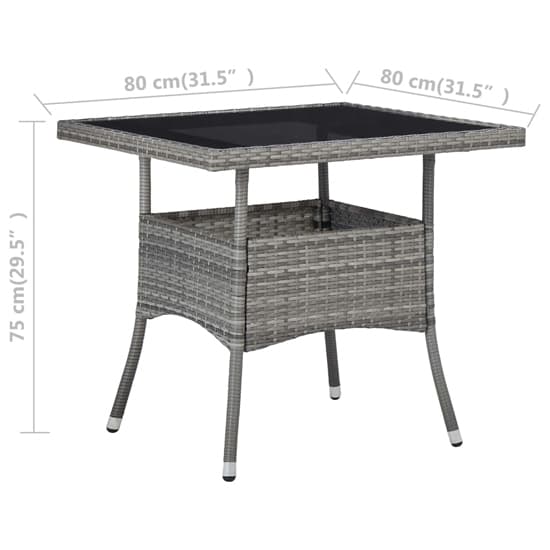 Beile Outdoor Glass Top Dining Table In Grey Poly Rattan_5
