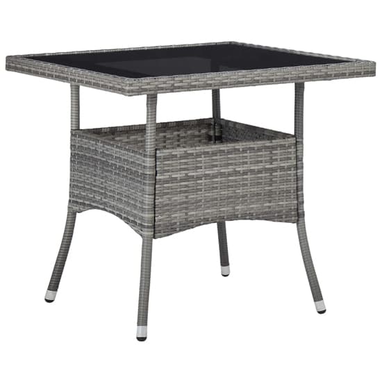 Beile Outdoor Glass Top Dining Table In Grey Poly Rattan_1