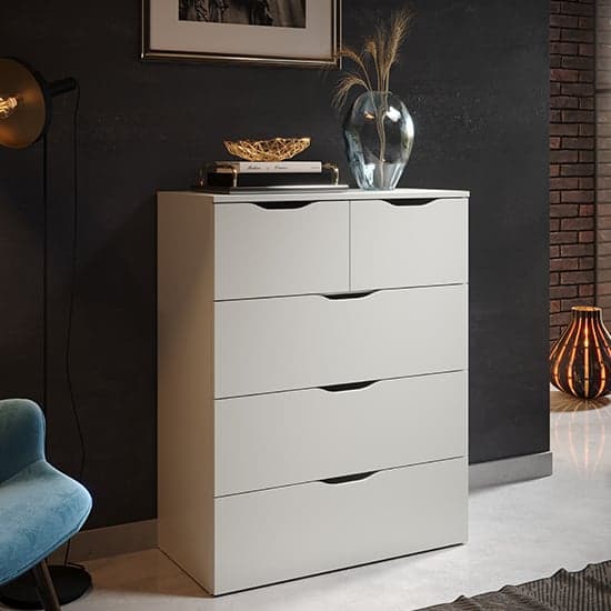Beile Wooden Chest Of 5 Drawers In White_1