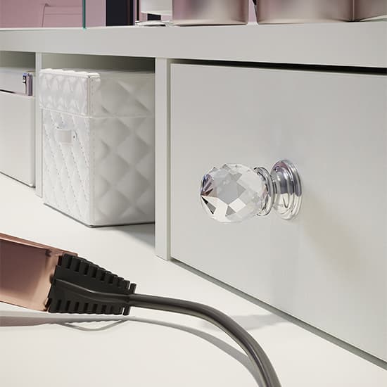 Beile Wooden Dressing Table With Folding Mirror In White Furniture in