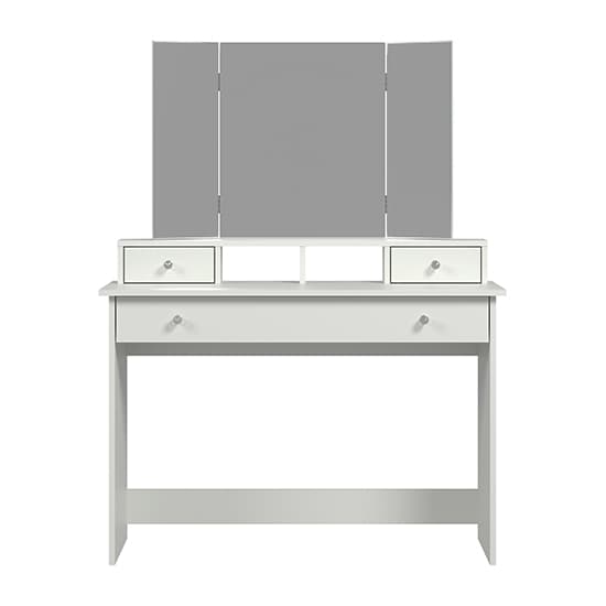 Beile Wooden Dressing Table With Folding Mirror In White Furniture in