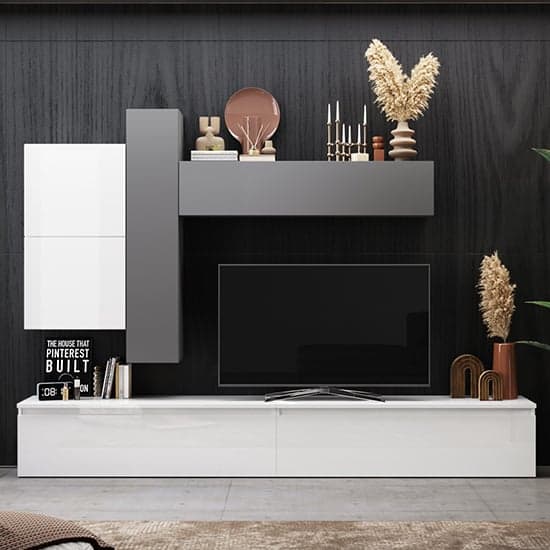 Beile High Gloss Entertainment Unit In Slate And White_1