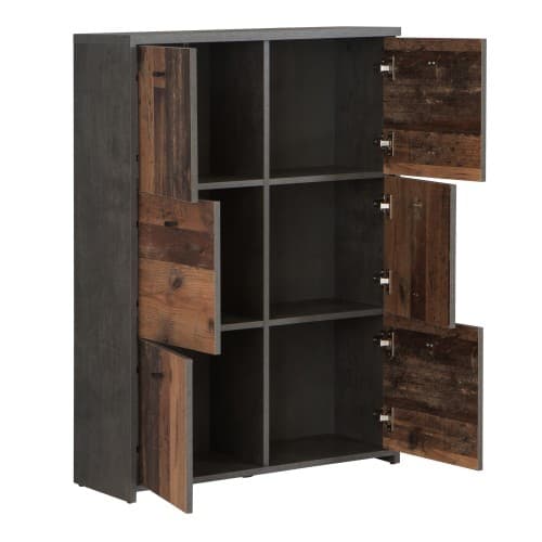 Beile Wooden Sideboard 6 Doors In Dark Grey And Concrete_3