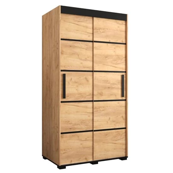 Beilla IV Wooden Wardrobe 2 Sliding Doors 100cm In Golden Oak_4