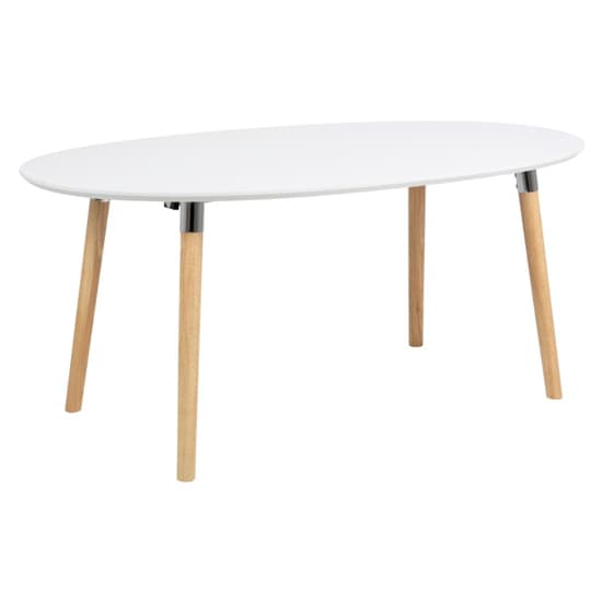 Belani Extending Wooden Dining Table In White With Oak Legs