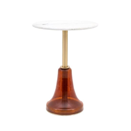 Belek Marble Side Table Round In Orange And White_2