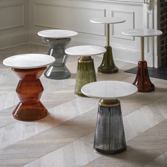 Belek Marble Side Table Round In Orange And White_3