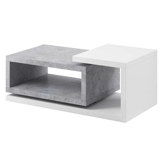 Belek Wooden Coffee Table In Concrete Grey And Matt White_2