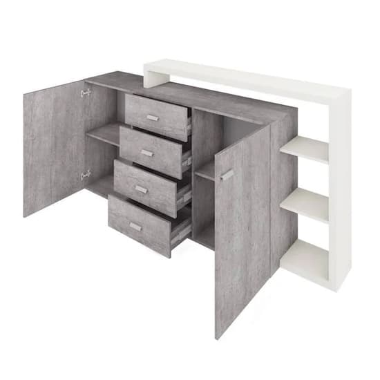 Belek Wooden Sideboard With 2 Doors 4 Drawers In Concrete Grey_2
